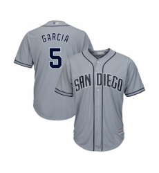 Men's San Diego Padres #5 Greg Garcia Replica Grey Road Cool Base Baseball Jersey