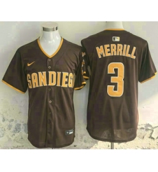 Men's San Diego Padres #3 Jackson Merrill Brown Limited Stitched Jersey