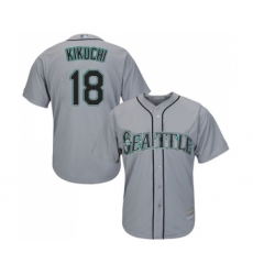 Men's Seattle Mariners #18 Yusei Kikuchi Replica Grey Road Cool Base Baseball Jersey