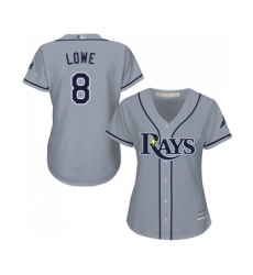 Women's Tampa Bay Rays #8 Brandon Lowe Replica Grey Road Cool Base Baseball Jersey