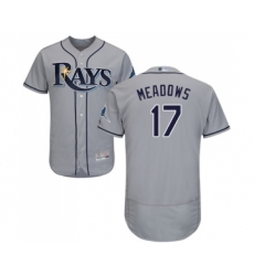 Men's Tampa Bay Rays #17 Austin Meadows Grey Road Flex Base Authentic Collection Baseball Jersey