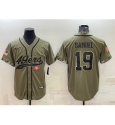 Men's San Francisco 49ers #19 Deebo Samuel 2022 Olive Salute to Service Cool Base Stitched Baseball Jersey