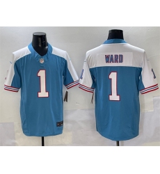 Men's Tennessee Titans #1 Cameron Ward Blue White 2025 Draft F.U.S.E. Vapor Limited Football Stitched Jersey