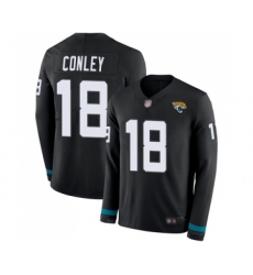 Youth Jacksonville Jaguars #18 Chris Conley Limited Black Therma Long Sleeve Football Jersey