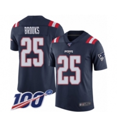 Men's New England Patriots #25 Terrence Brooks Limited Navy Blue Rush Vapor Untouchable 100th Season Football Jersey