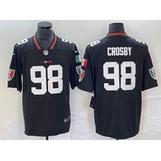 Men's Nike Las Vegas Raiders #98 Maxx Crosby Black Mexico Vapor Limited Football Stitched Jersey Men's Nike Las Vegas Raiders #98 Maxx Crosby Black Mexico Vapor Limited Football Stitched Jersey
