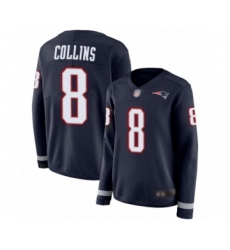 Women's New England Patriots #8 Jamie Collins Limited Navy Blue Therma Long Sleeve Football Jersey