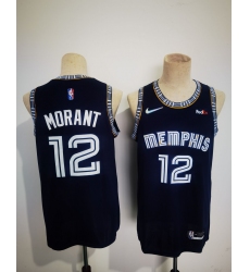 Men's Memphis Grizzlies #12 Ja Morant 2021 Navy Swingman Stitched Basketball Jersey