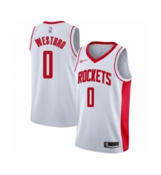 Men's Houston Rockets #0 Russell Westbrook Authentic White Finished Basketball Jersey - Association Edition