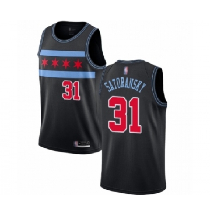 Men's Chicago Bulls #31 Tomas Satoransky Authentic Black Basketball Jersey - City Edition