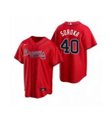 Women Atlanta Braves #40 Mike Soroka Nike Red 2020 Replica Alternate Jersey