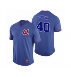 Women Atlanta Braves #40 Mike Soroka Royal Cooperstown Collection Legend Jersey