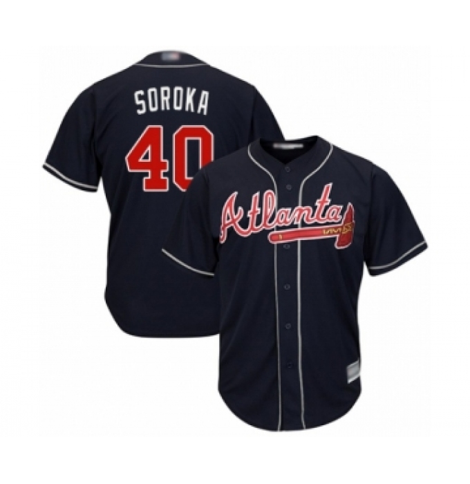 Youth Atlanta Braves #40 Mike Soroka Authentic Blue Alternate Road Cool Base Baseball Jersey