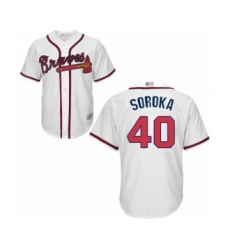 Youth Atlanta Braves #40 Mike Soroka Authentic White Home Cool Base Baseball Jersey