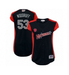 Women's Milwaukee Brewers #53 Brandon Woodruff Authentic Navy Blue National League 2019 Baseball All-Star Jersey
