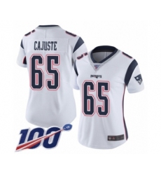 Women's New England Patriots #65 Yodny Cajuste White Vapor Untouchable Limited Player 100th Season Football Jersey