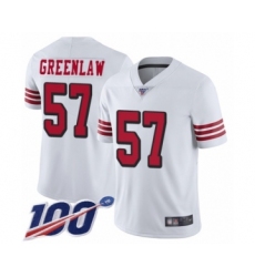 Youth San Francisco 49ers #57 Dre Greenlaw Limited White Rush Vapor Untouchable 100th Season Football Jersey