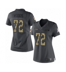 Women's Seattle Seahawks #72 Al Woods Limited Black 2016 Salute to Service Football Jersey