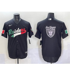 Men's Las Vegas Raiders Team Big Logo Black Mexico Cool Base Stitched Baseball Jersey