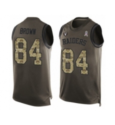 Men's Oakland Raiders #84 Antonio Brown Limited Green Salute to Service Tank Top Football Jersey