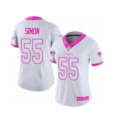 Women's New England Patriots #55 John Simon Limited White Pink Rush Fashion Football Jersey