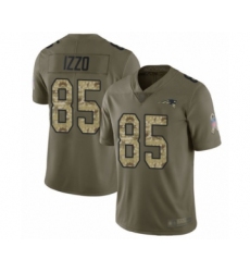 Men's New England Patriots #85 Ryan Izzo Limited Olive Camo 2017 Salute to Service Football Jersey
