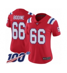 Women's New England Patriots #66 Russell Bodine Red Alternate Vapor Untouchable Limited Player 100th Season Football Jersey