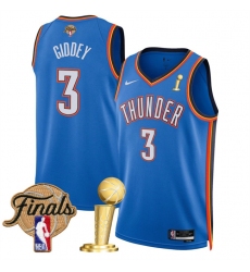 Men's Oklahoma City Thunder #3 Dillon Jones Blue 2025 Finals And Finals Champions Icon Edition Stitched Basketball Jersey