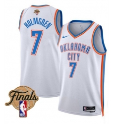 Men's Oklahoma City Thunder #7 Chet Holmgren White 2025 Finals Association Edition Stitched Basketball Jersey