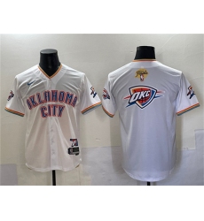 Men's Oklahoma City Thunder Team Big Logo White 2025 Finals Vapor Stitched Baseball Jersey