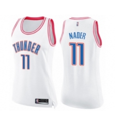 Women's Oklahoma City Thunder #11 Abdel Nader Swingman White Pink Fashion Basketball Jersey