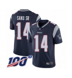Youth New England Patriots #14 Mohamed Sanu Sr Navy Blue Team Color Vapor Untouchable Limited Player 100th Season Football Jersey