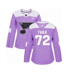 Women's St. Louis Blues #72 Justin Faulk Authentic Purple Fights Cancer Practice Hockey Jersey