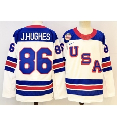 Men's USA #86 Jack Hughes White 2025-2026 Stitched Jersey