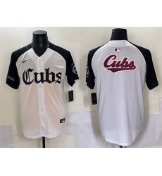 Men's Chicago Cubs Team Big Logo White Black 'Gothic North Side Edition' Vapor Premier Limited Stitched Baseball Jersey