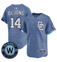 Men's Washington Nationals #14 Paul DeJong Blue 2025 City Connect Limited Stitched Baseball Jersey
