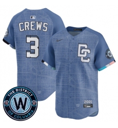 Men's Washington Nationals #3 Dylan Crews Blue 2025 City Connect Limited Stitched Baseball Jersey