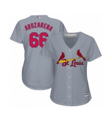 Women's St. Louis Cardinals #66 Randy Arozarena Authentic Grey Road Cool Base Baseball Player Jersey