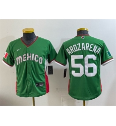 Youth Mexico Baseball #56 Randy Arozarena Green 2026 World Baseball Classic Stadium Stitched Baseball Jersey