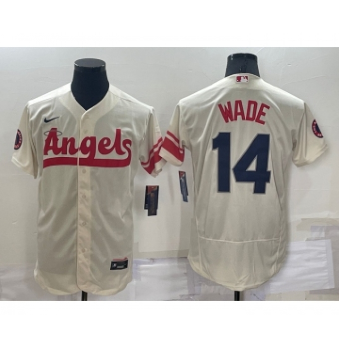 Men's Los Angeles Angels #14 Tyler Wade Cream 2022 City Connect Flex Base Stitched Jersey