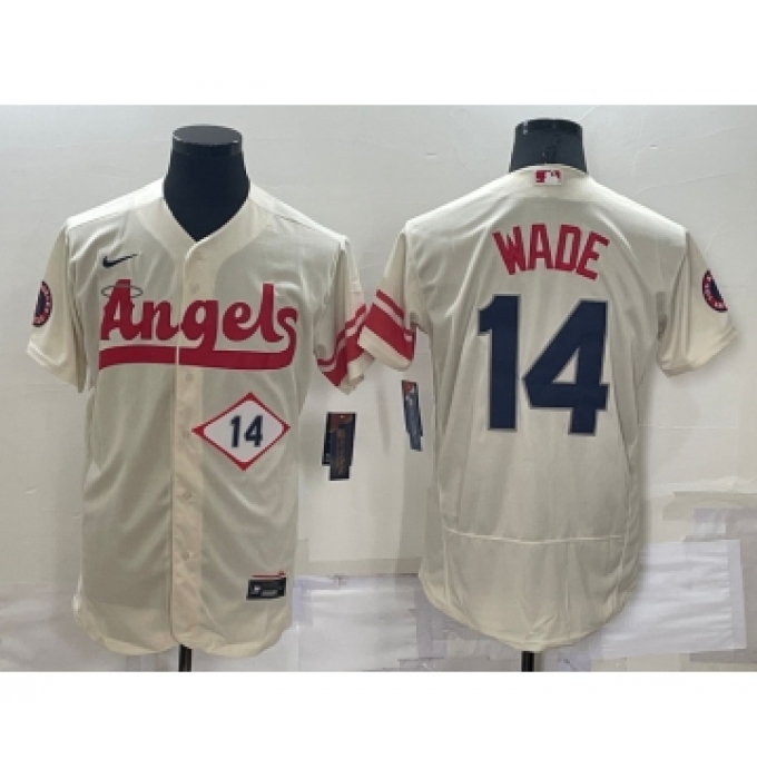 Men's Los Angeles Angels #14 Tyler Wade Number Cream 2022 City Connect Flex Base Stitched Jersey