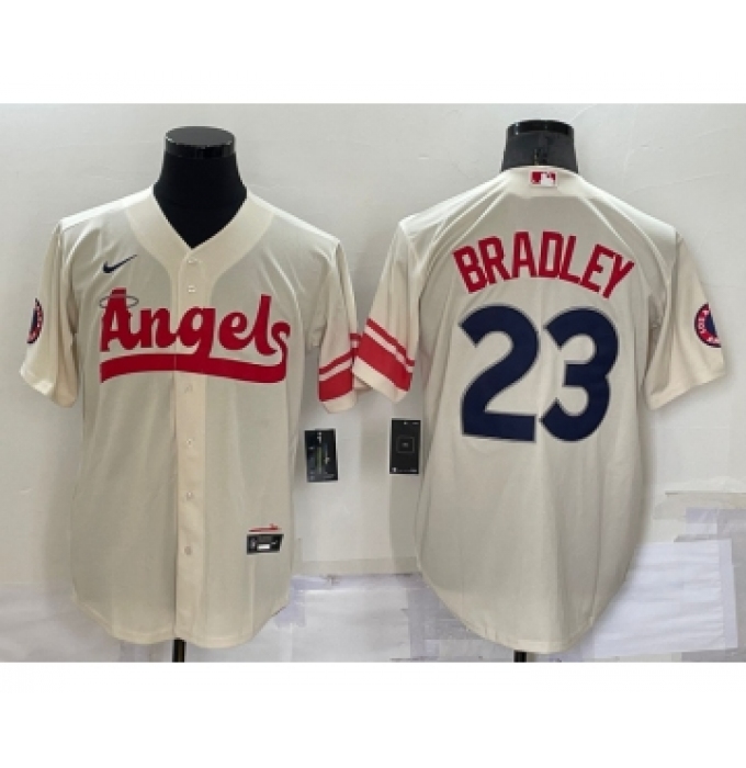 Men's Los Angeles Angels #23 Archie Bradley Cream 2022 City Connect Cool Base Stitched Jersey