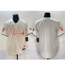 Men's Atlanta Braves Blank Cream 2024 Atliens & Peach With Outkast Vapor Limited Stitched Baseball Jersey