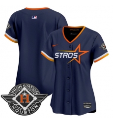 Women's Houston Astros Blank Navy 2025 City Connect Limited Stitched Baseball Jersey(Run Small)