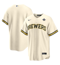 Men's Milwaukee Brewers Blank Nike Cream 2026 World Series Home Replica Jersey