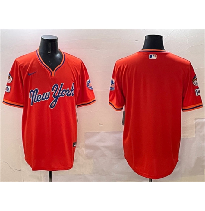 Men's New York Mets Blank Orange 2025 Spring Training Stitched Baseball Jersey