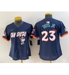 Women's San Diego Padres X Hello Kitty Blank Obsidian 2026 City Connect Stadium Stitched Baseball Jersey(Run Small)