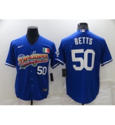 Men's Los Angeles Dodgers #50 Mookie Betts Blue Mexico Cool Base Nike Jersey