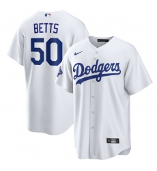 Men's Los Angeles Dodgers #50 Mookie Betts White 2025 World Series Champions Stitched Baseball Jersey