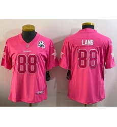 Womens Dallas Cowboys #88 CeeDee Lamb Pink Vapor Untouchable Limited Stitched Football Jersey(Run Small)
